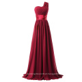 Grace Karin Stock Vermelho escuro Um ombro Chiffon Prom Gown Vestidos de festa formal Vestido longo CL6022-4